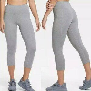 All In Motion Gray Grey High Rise Capri Leggings Exercise Large L